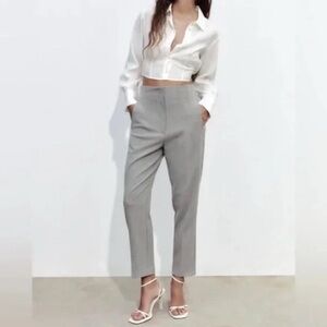 Zara Grey High Waisted Trousers Size XS